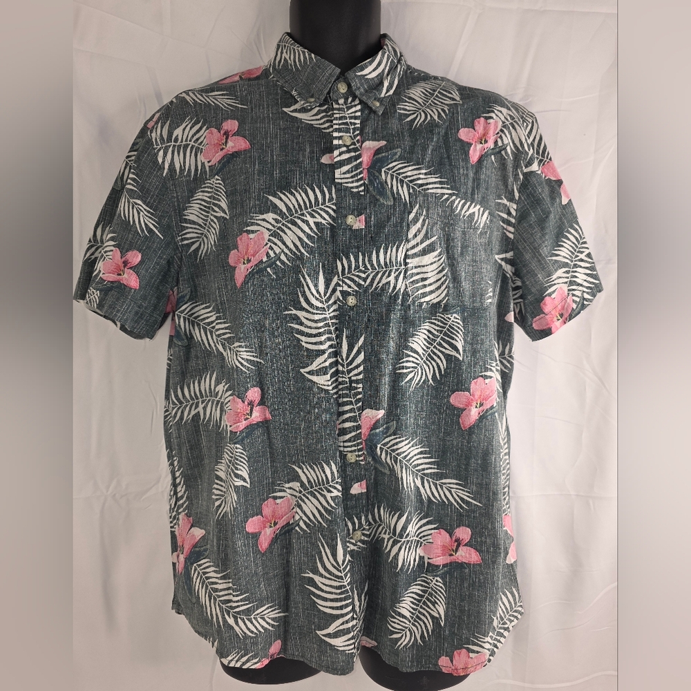 Sonoma Floral Print Button Down Shirt Size Large Modern Fit Flexwear E-2867